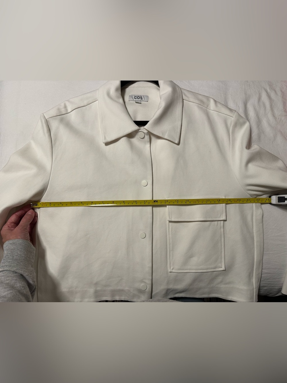 COS Women's Cream Cropped Twill Button Jacket Size EU Large/US Med or Large - Picture 11 of 12